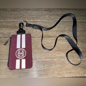 PINK Victoria's Secret Burgundy Card Holder w/ Lanyard wallet cruise 🚢